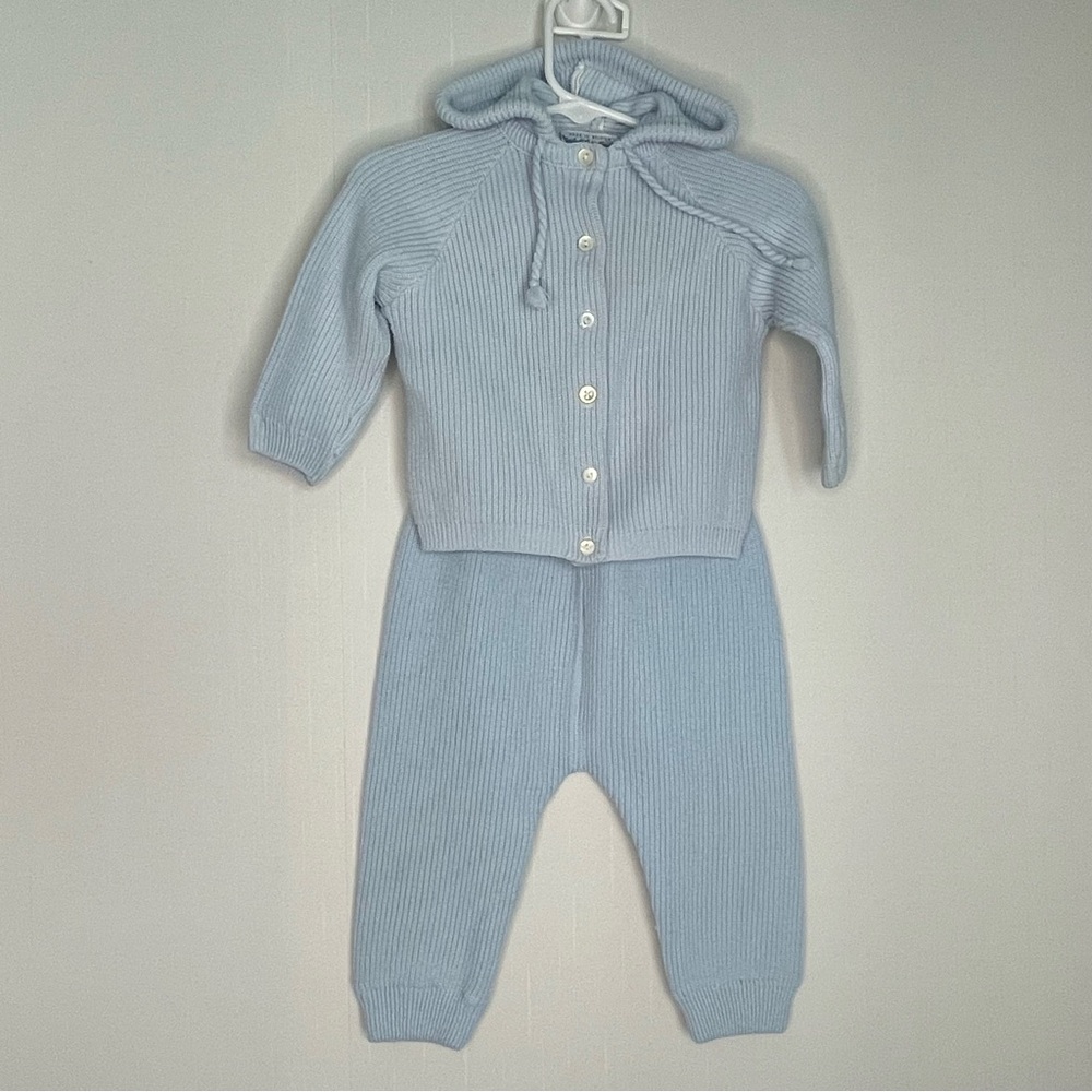 Vintage Marshall Fields & Company Knit Set Acrylic 70s Blue Size 1 ✔️Flaws